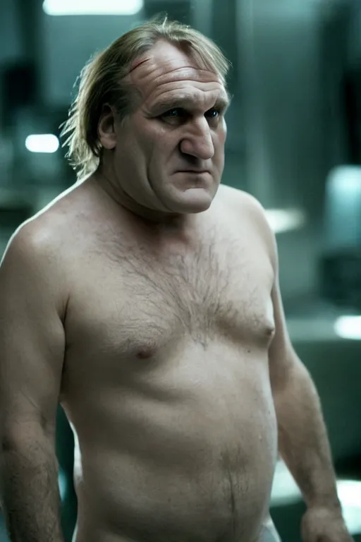 Prompt: [a still of Gerard Depardieu in the movie Splice (2007), 4k, HD, high quality, octane]
