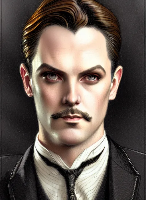 Prompt: an art nouveau, victorian male detective portrait in the style of charlie bowater, and in the style of donato giancola, and in the style of charles dulac. very large, clear, expressive, intelligent eyes. symmetrical, centered, ultrasharp focus, dramatic lighting, photorealistic digital painting, intricate ultra detailed background.