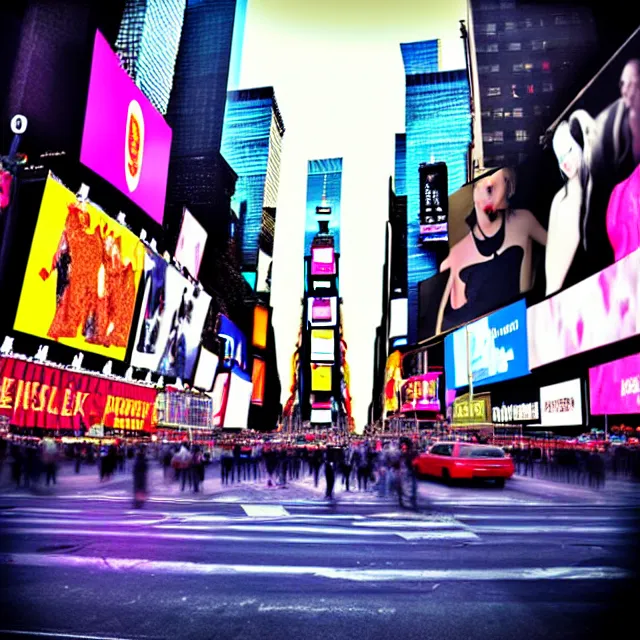 Image similar to a photo of times square new york, trashpunk style, photorealistic, photography by tomino - sama