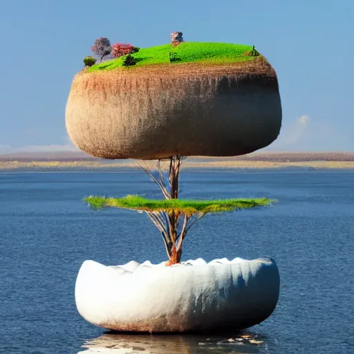 Prompt: a floating island