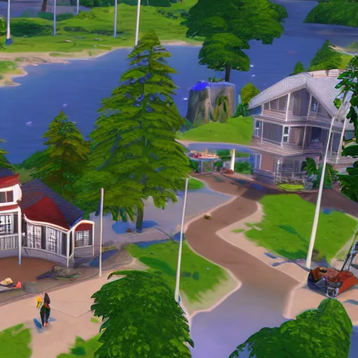 Prompt: a natural disaster unfolds in the sims 4