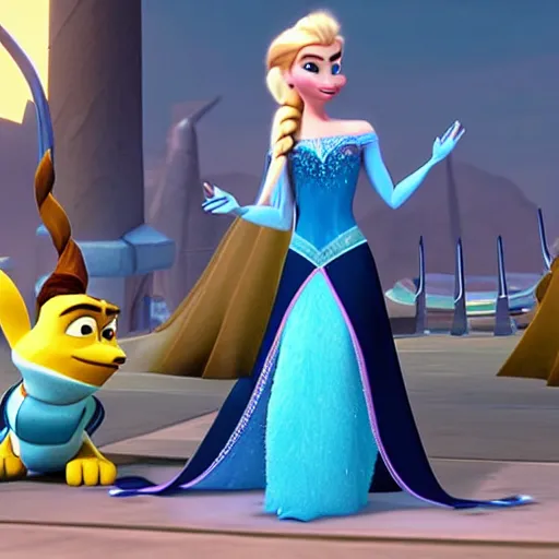 Image similar to queen elsa in the ratchet and clank universe
