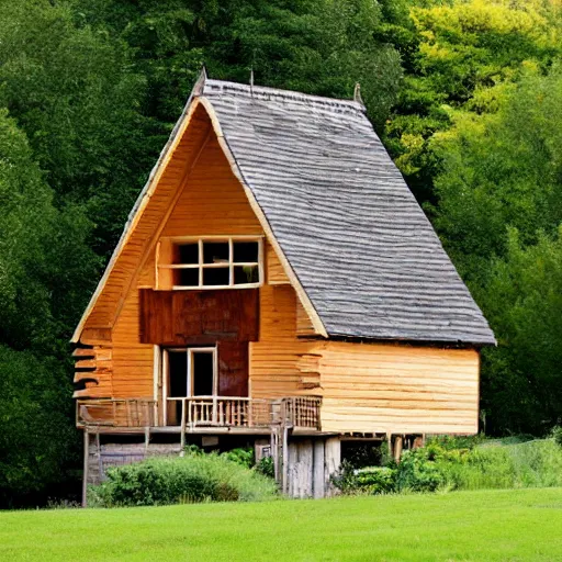 Prompt: wooden house