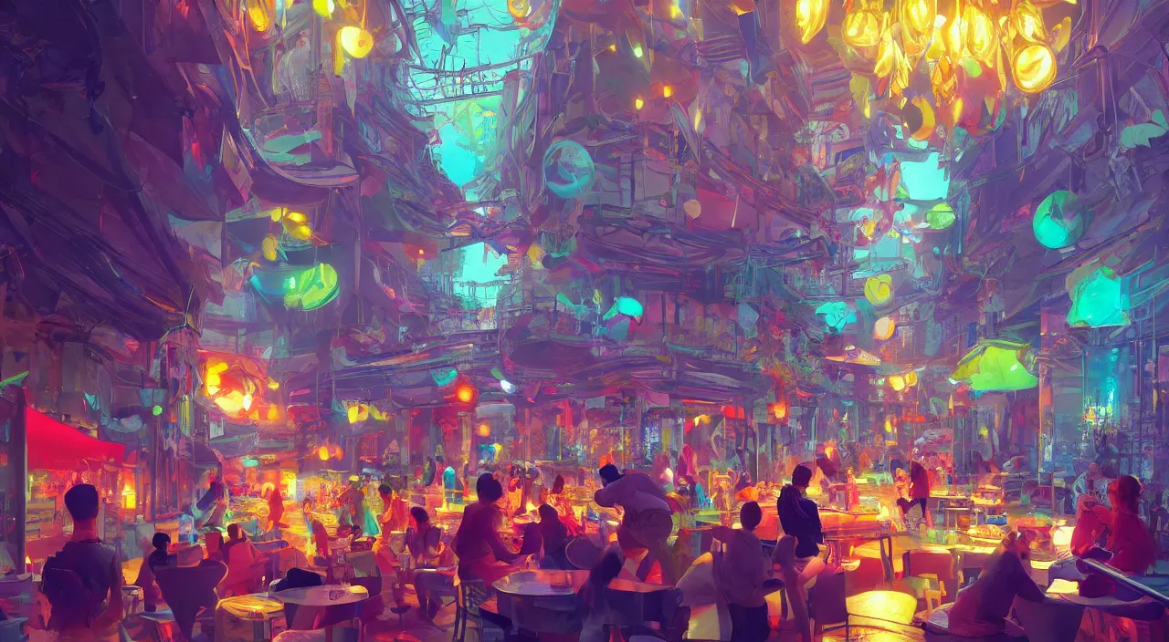 Image similar to bazaar zouk oriantal multicolorful sky shine place mosquet painting stylized digital video game icon global illumination ray tracing 8 k hd resolution, by ilya kuvshinov and cushart krentz and gilleard james