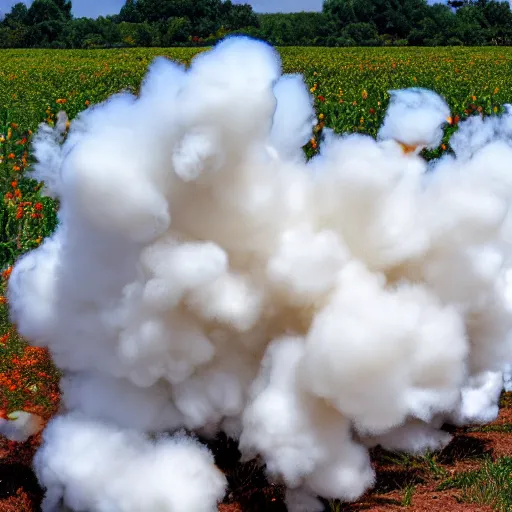 Prompt: explosion in the form of cotton plant