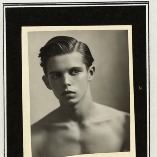 Image similar to a moderately handsome rebellious hot young guy, 1 9 2 8 photo