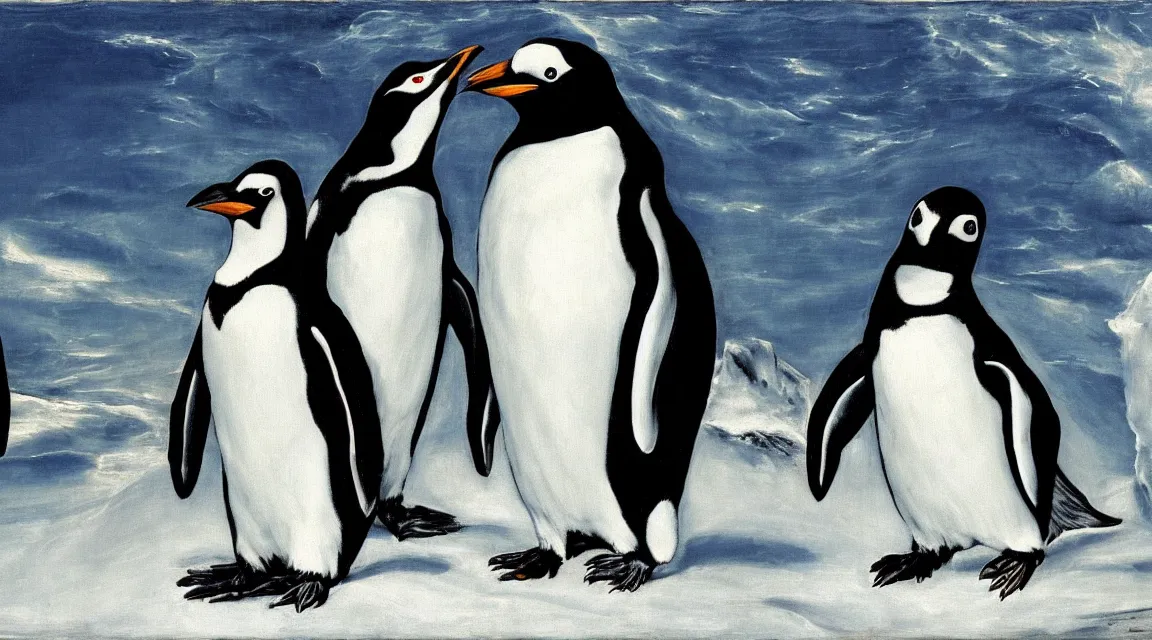 Image similar to Linux Tux penguin wallpaper painted by El Greco