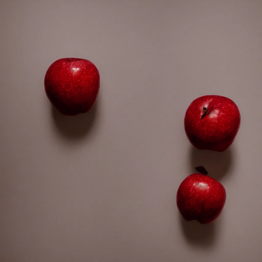 Image similar to photo of a red apple on a white table, cinematic lighting, highly detailled