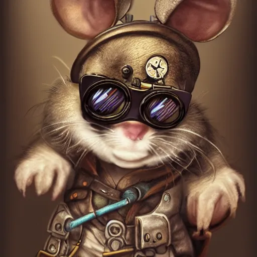 Image similar to a rat with steampunk googles, by Qian Xuan