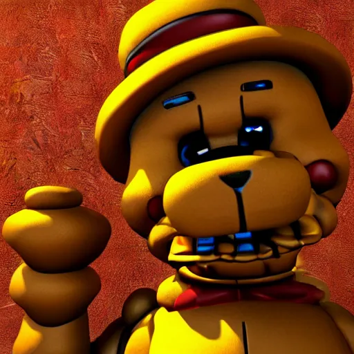 Image similar to impressive detailed 3D render of freddy fazbear, ray tracing