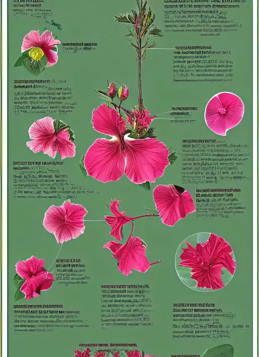 Prompt: hibiscus syriacus, infograph 1 6 0 0