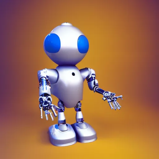 Image similar to 3 d render of robot with it's arms up, blender render, fully in frame