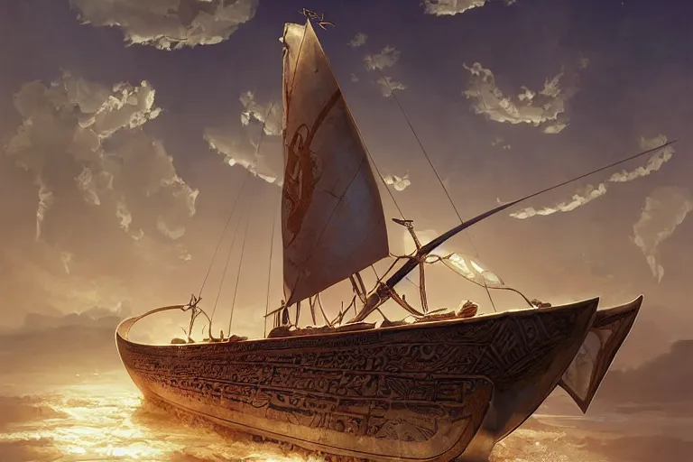 Prompt: Ancient Greek Trireme, The Argo, Athena's Prow of Wisdom by Jessica Rossier