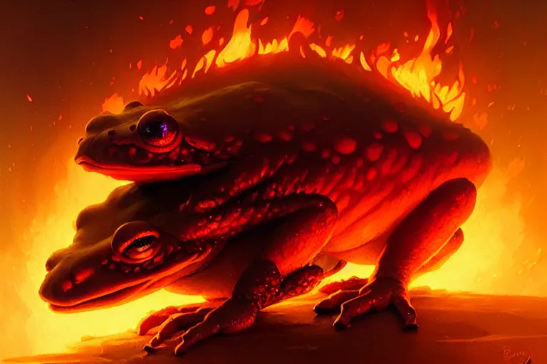 Prompt: fire toad by bayard wu, anna podedworna, gaston bussiere, greg rutkowski