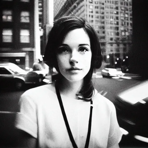 Prompt: analog medium format bokeh portrait in new york, 1 9 6 0 s, dreamy, photographed on expired film, detailed photograph