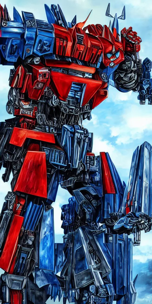 Image similar to optimus prime art, high definition, high detail, 8 k,