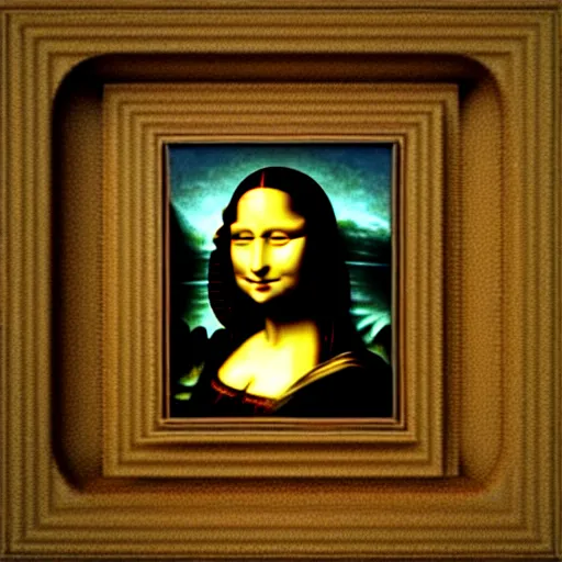 Image similar to hyperrealism photography computer simulation visualisation of parallel universe mona lisa by caravaggio rendered in mandelbulb 4 d