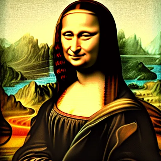Image similar to Vladimir Putin as Mona Lisa