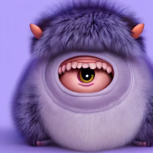 Image similar to a cute little baby monster with long fur, portrait, pixar style, extremely realistic photo, heaven background, cinematic lighting, award winning creature portrait photography