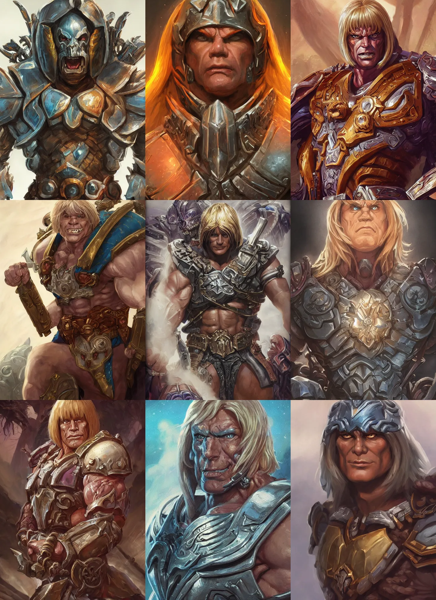 Prompt: he - man!!!!!, closeup portrait, sci fi, fantasy, intricate, with german iron cross on chest armor, elegant, loin cloth, highly detailed, oill painting, artstation, concept art, matte, sharp focus, illustration, hearthstone, art by artgerm and greg rutkowski and alphonse mucha