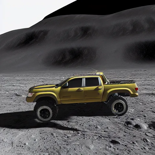 Prompt: a prerunner, on the surface of the moon