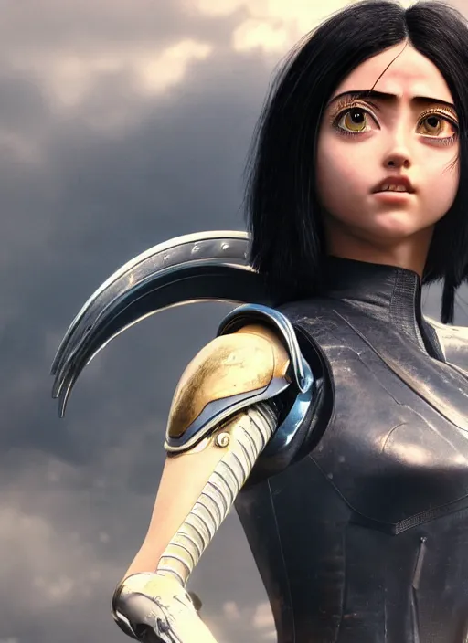 Image similar to Alita Battle Angel, digital animation, trending on artstation, full body portrait, hyper realistic render, 8k