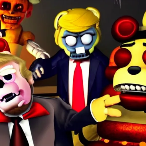 Prompt: donald trump flirting at five nights at freddys