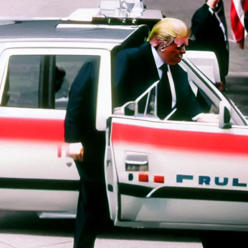 Image similar to photo of donald trump being raided by fbi, cinestill, 800t, 35mm, full-HD