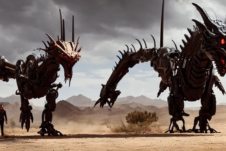 Image similar to cinematic still of westworld, a intact si - fi robotic fantasy dragon, well armored mech dragon, highly detailed