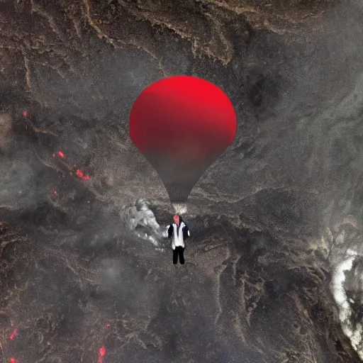 Prompt: agent cooper floating above an active volcano