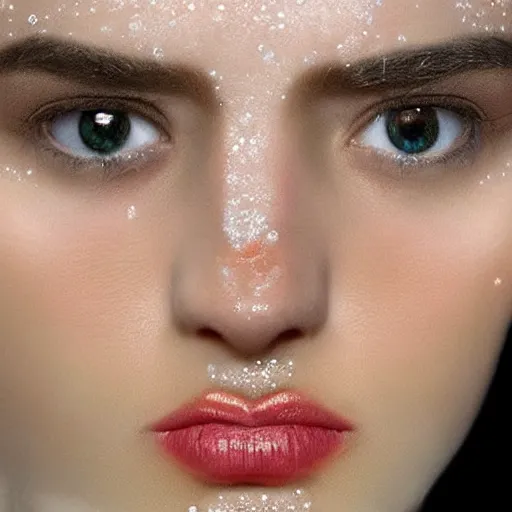 Image similar to a beautiful human face made out of crystal