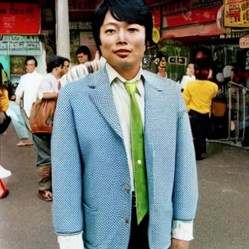 Image similar to an asian guys in a 1970s bastman costume