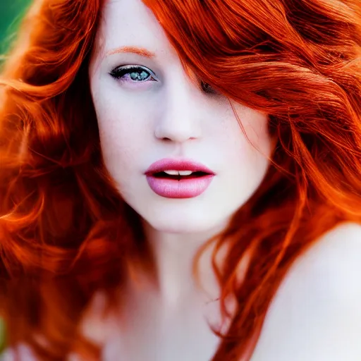 Prompt: beautiful redhead woman, Photography, Glamor Shot, Portrait, 35mm, Closeup
