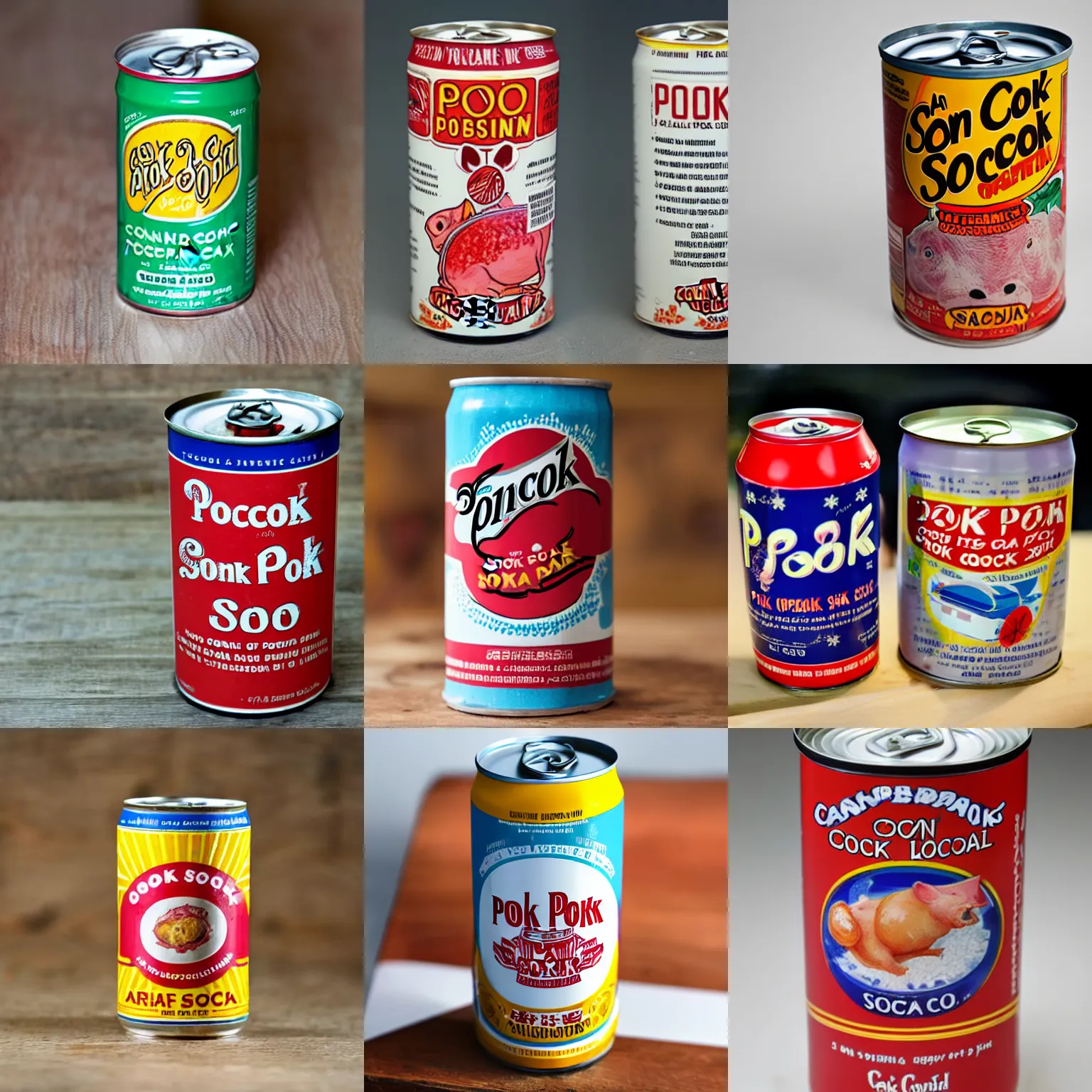 Prompt: a can of Pork Soda