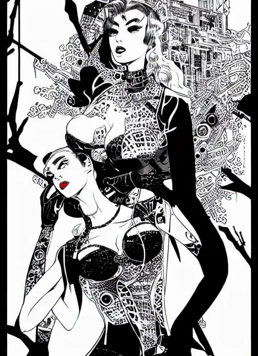 Image similar to lili st. cyr as a cyberpunk dancer, science fiction comic illustration by ken taylor and takato yamamoto, intricate, stunning inking lines, hyper detailed, 4 k, hd, award winning, photorealistic