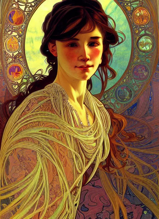 Prompt: self portrait of stable diffusion ai, intricate, elegant, highly detailed, lighting, painting, artstation, smooth, illustration, art by greg rutowski and alphonse mucha