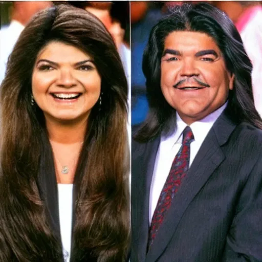 Image similar to george lopez pentecostal long hair traditional female conservative clothes face of george lopez brown hair