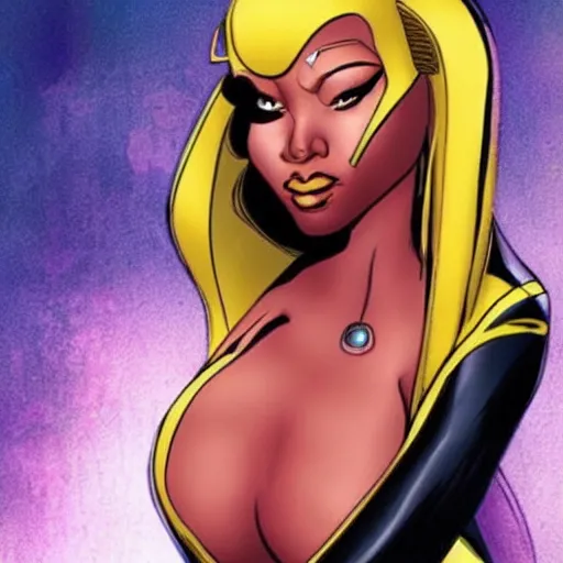 Prompt: nicki minaj as an x - men character, comic book cover, highly detailed