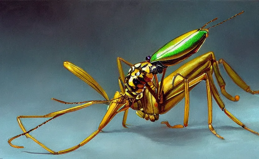 Prompt: Insect Alchemy mantis. By Konstantin Razumov, highly detailded