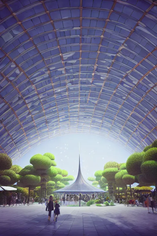 Image similar to expo 6 7 pavillion, solarpunk, studio ghibli, jean - baptiste monge, octane render, 4 k, symmetry