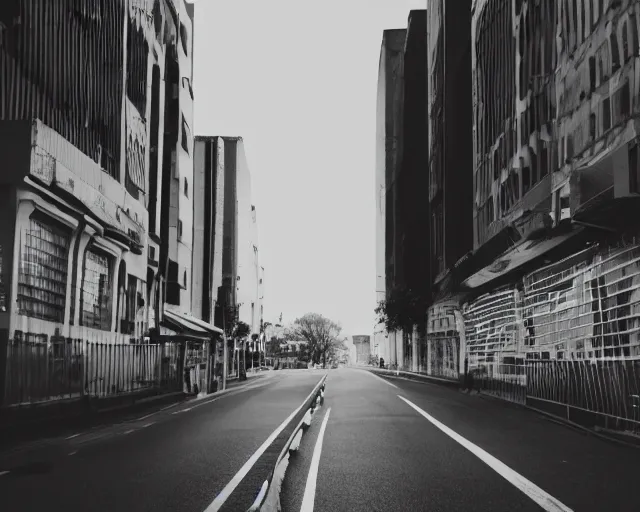 Image similar to a road leading to a small black silhouette of city