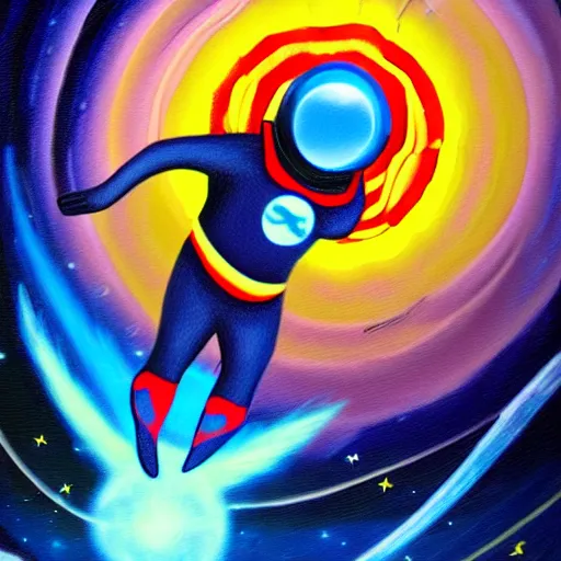 Prompt: spaceman superhero with cape and magic spells surfing, isometric scifi astral spirit space journey in oil painting, pulled into the spiral vortex, trending on artstation, award winning, emotional, highly detailed ethereal isometric surrealist art