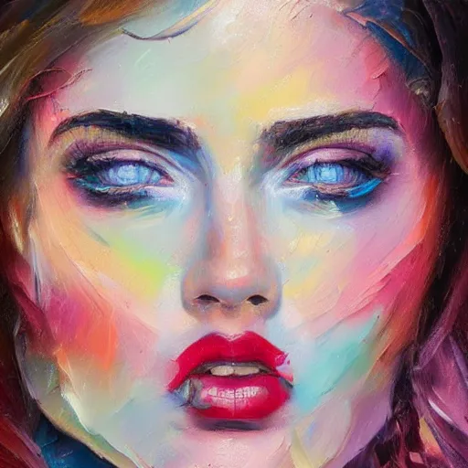 Prompt: highly detailed expressionist oil painting of beautiful woman from dream world, expressive, pastel shades, canvas textured, fantasy character, dynamic pose, top lighting, loose brush strokes, perfect face, 8 k realistic, hyper detailed, digital painting
