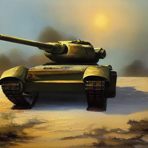 Prompt: a beautiful complex painting of a futuristic tank