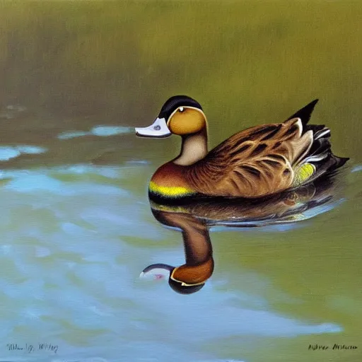 Image similar to a duck on the prowl oil painting bill mayers