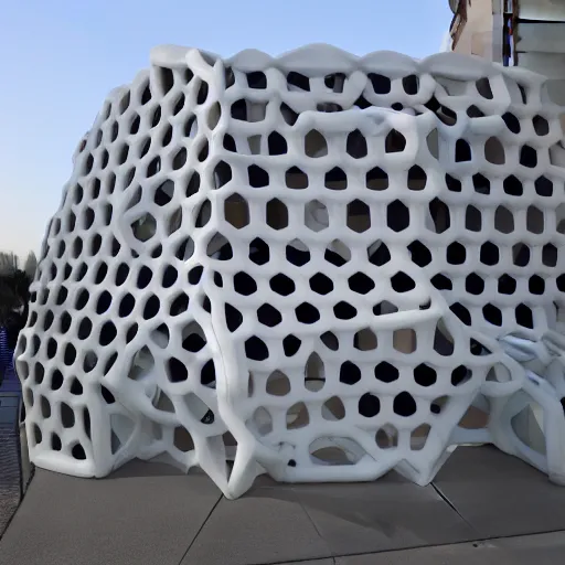 Image similar to 3d printed Hexa façade , Voronoi, parametric design