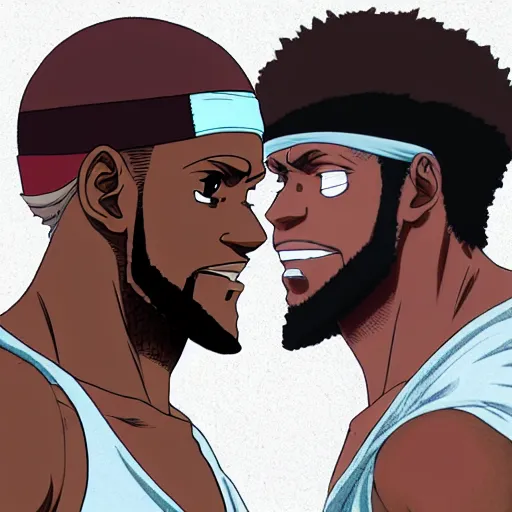 Image similar to Lebron James side profile if he was in the anime one piece, detailed, hd