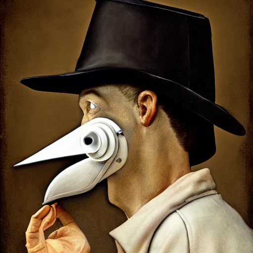 Image similar to A plague doctor front portrait by Norman Rockwell masterpiece, octane trending on cgsociety, Extremely detailed, 8k, profile picture