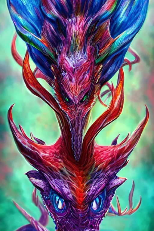 Image similar to multicolored venom Dragon princess, digital art, 8k ,character ,realistic, portrait, hyperrealistic