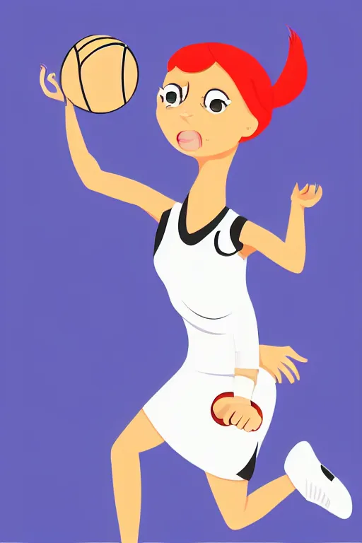 Image similar to a cartoon of a stylish woman playing basketball